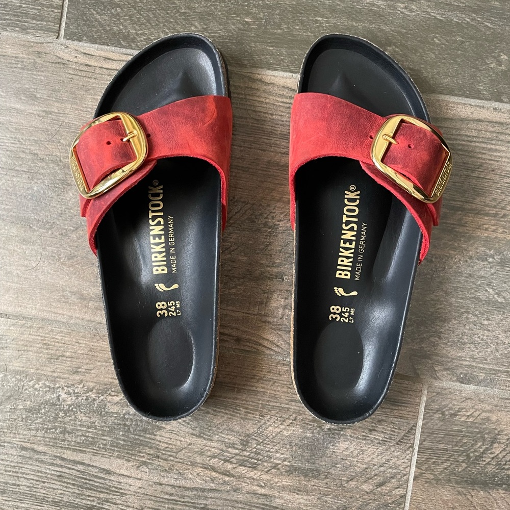 Birkenstock Madrid Big Buckle Oiled Red size 38